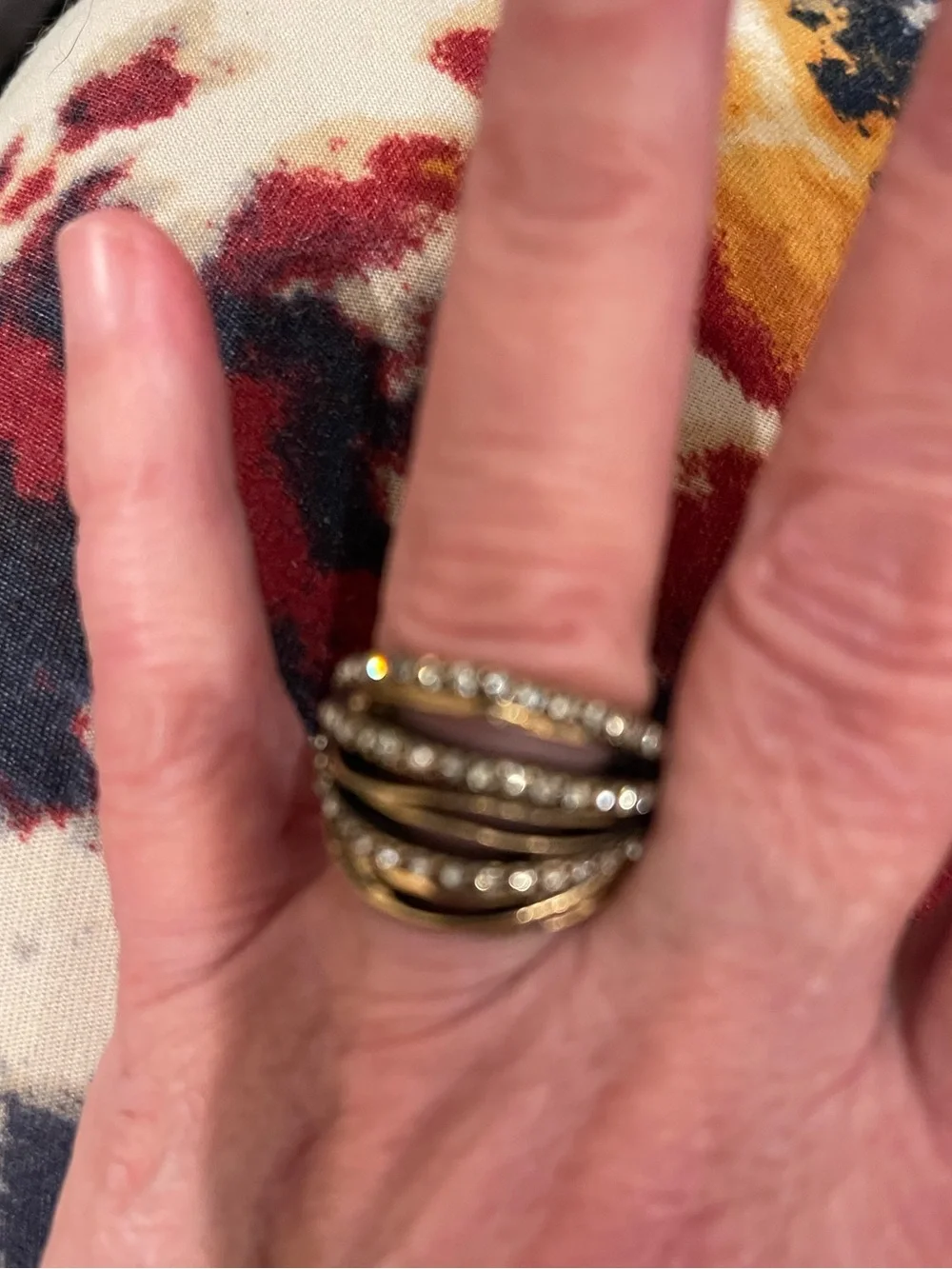 Gold Multi-Band Crystal Ring - Women Jewelry